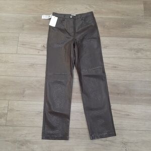 NWT Wilfred Melina Python Straight Leg Pants in Mocha Brown